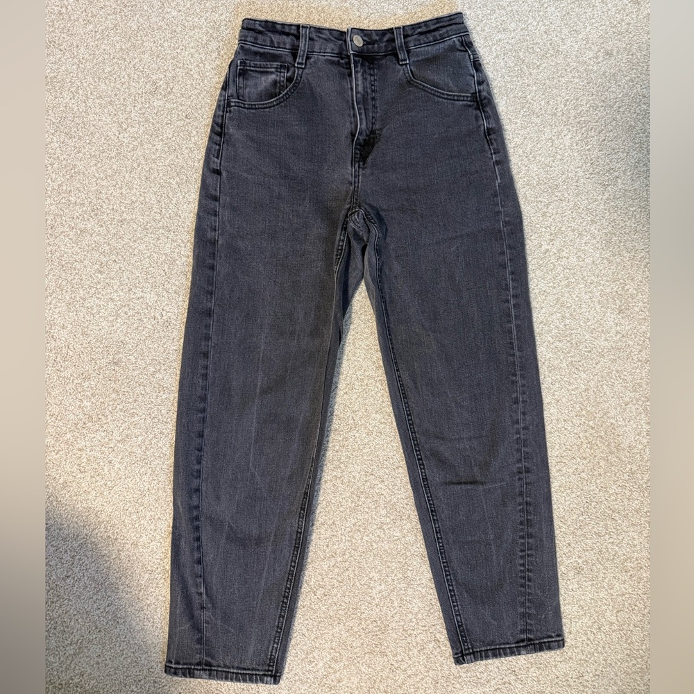 High Rise Barrel/Balloon Black Jeans